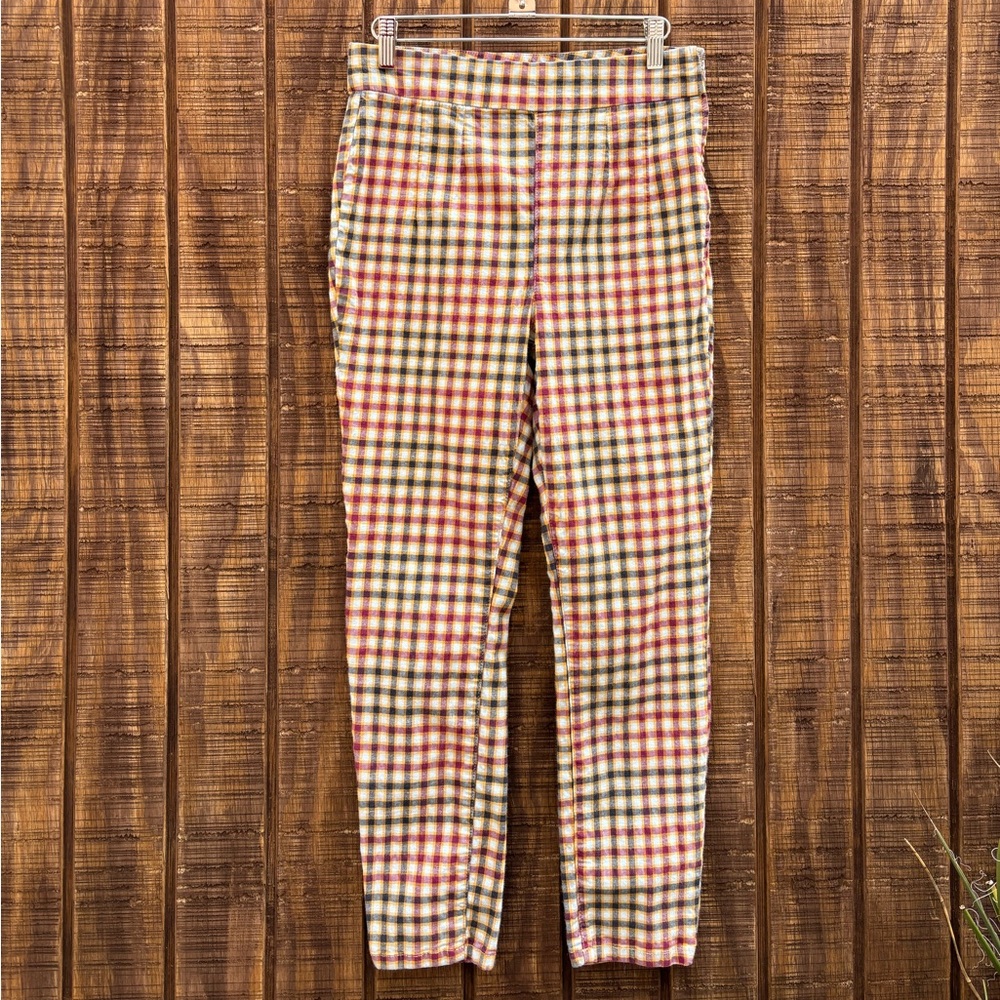 Free People Plaid Navy Blue & Magenta Leggings